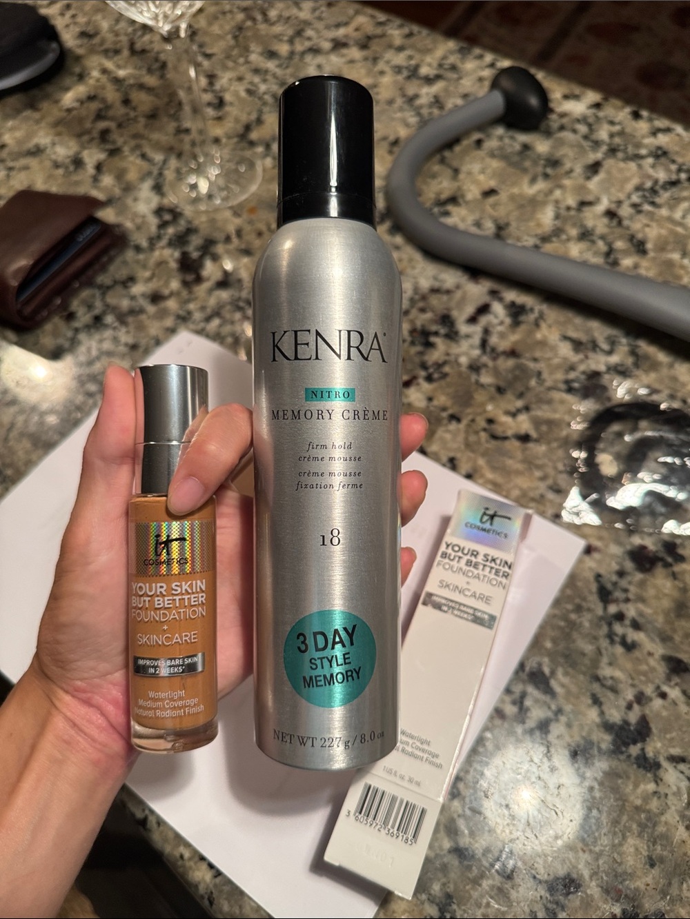 IT Foundation + Kenra memory crème for hairstyle